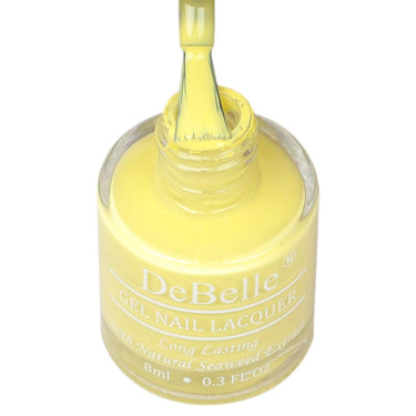 DeBelle Gel Nail Polish Lemon Tart (Lemon Yellow)|Non UV - Gel Finish |Chip Resistant | Seaweed Enriched Formula| Long Lasting|Cruelty and Toxic Free| 8ml Glossy Finish